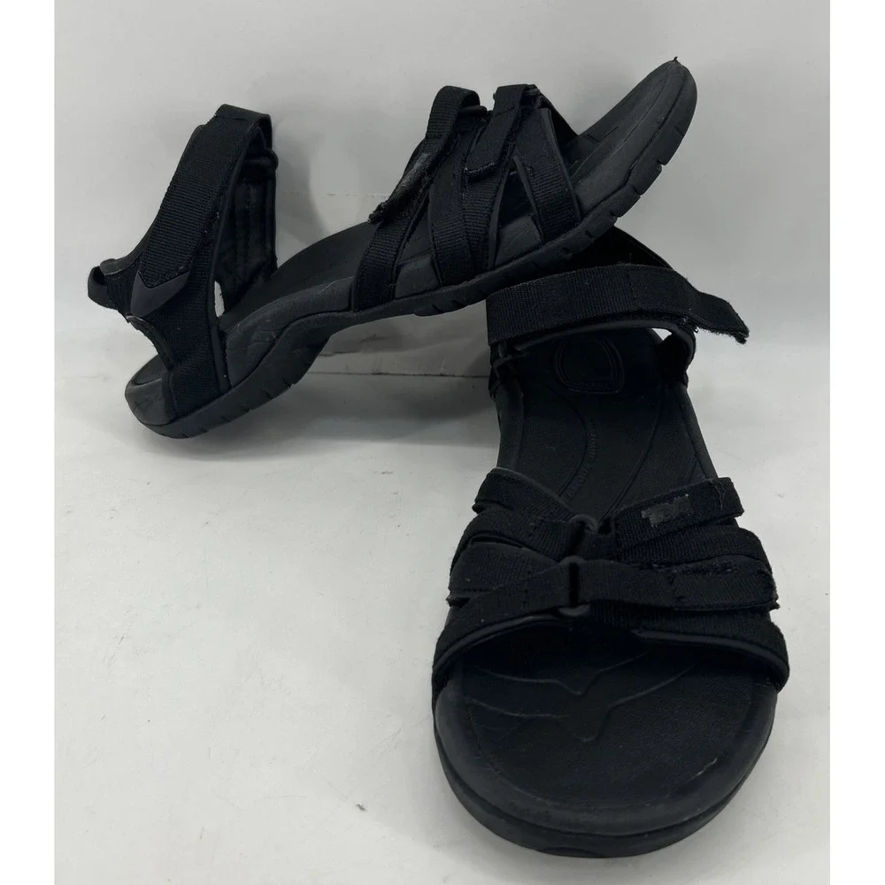 Teva Tirra Strappy Slingback Hook And Loop Sandals Black Women's Size 9